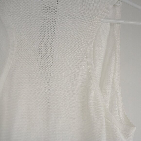Club Monaco White Drape Plunge Cowlneck Asymmetrical Sleeveless Knit Top Sz M - Picture 7 of 11